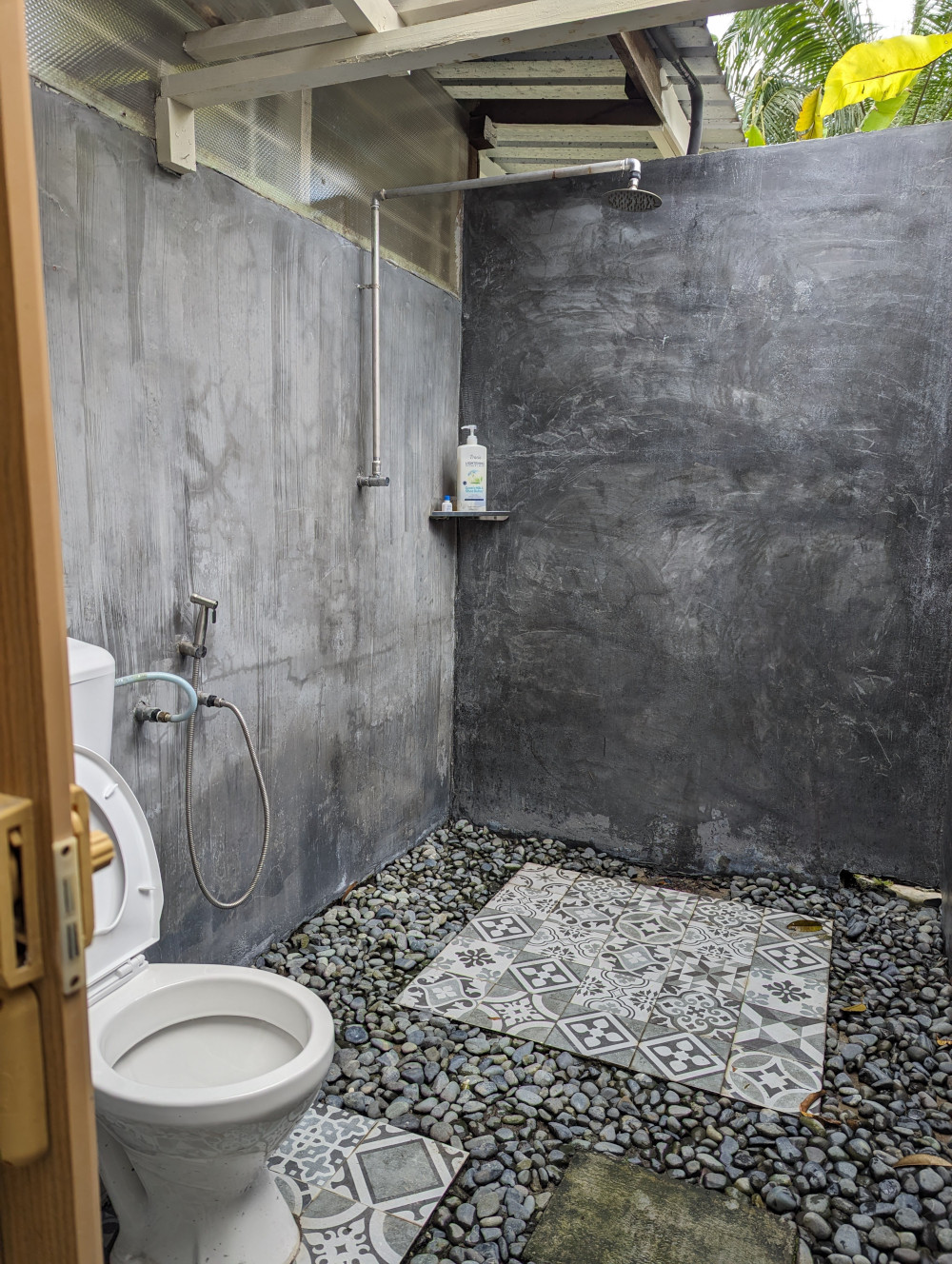 Roofless bathroom