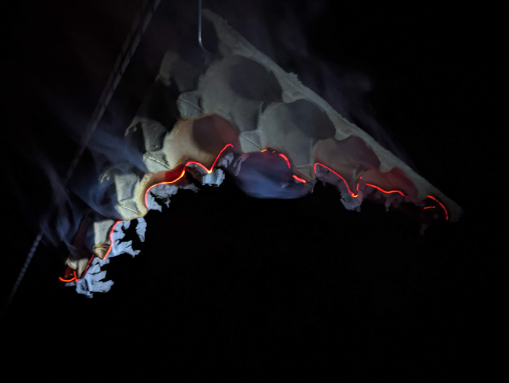 Paper egg tray can burn quite long